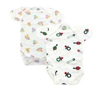 Junior Joy 18-24 Months Printed Baby Bodysuits, 100% Combed Cotton, Super Soft, Short Sleeves, Envelope Neck, Popper Fastening for Easy Nappy Change, Machine Washable, Pack of 2