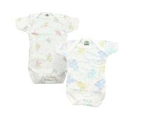 Junior Joy - 2 Pack Baby Bodysuits for 12-18 Months,Printed, Envelope Neck, Short Sleeves, 100% Cotton, Stud Fastening for Easy Nappy Changes