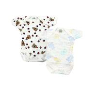 Junior Joy - 2 Pack Baby Bodysuits for 12-18 Months,Printed, Envelope Neck, Short Sleeves, 100% Cotton, Stud Fastening for Easy Nappy Changes