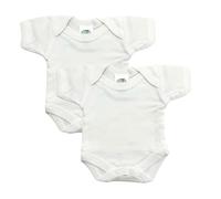 Junior Joy - 2 Pack Baby Bodysuits for 12-18 Months, White, Envelope Neck, Short Sleeves, 100% Cotton, Stud Fastening for Easy Nappy Changes