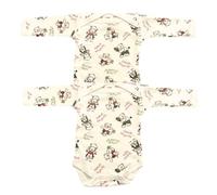 Junior Joy - 2 Pack Baby Cream Printed Bodysuits for Premature Babies, Envelope Neck, Long Sleeves, 100% Cotton, Popper Fastening for Easy Nappy Changes