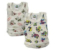 Junior Joy - 2 Pack Baby Green Printed Bodysuits for Premature Babies, Round Neck, Sleeveless, 100% Cotton, Popper Fastening for Easy Nappy Changes