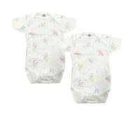 Junior Joy - 2 Pack Baby White Printed Bodysuits for 6-12 Months, Round Neck, Sleeveless, 100% Cotton, Popper Fastening for Easy Nappy Changes