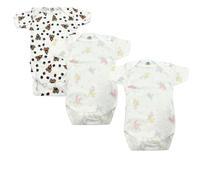 Junior Joy - 3 Pack Baby White Printed Bodysuits for 18-24 Months,Envelope Neck, Short Sleeves, 100% Cotton, Popper Fastening for Easy Nappy Changes