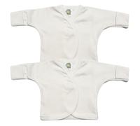 Junior Joy Baby Wrap Over Vests Newborn - 2 Pack, Long Sleeves with Scratch Mittens, Velcro Fastening for Easy Dressing, 100% Combed Cotton, Super Soft, Durable, Machine Washable
