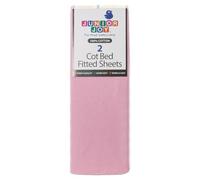 Junior Joy Cot Bed Fitted Sheets, 100% Cotton, Oeko-Tex Standard 100, Soft and Breathable, 60 x 120cm, for Baby and Toddler, Pack of 2 - Pink