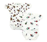 Junior Joy Premature Printed Baby Bodysuits, 100% Combed Cotton, Super Soft, Short Sleeves, Envelope Neck, Popper Fastening for Easy Nappy Change, Machine Washable, Pack of 2