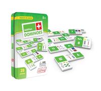 Junior Learning Addition Dominoes | Numeracy Match and Learn Game | 28 Pieces in a Durable Collectors Tin | 1-4 Players, Ages 5-6, Year 1-2