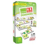 Junior Learning Antonyms Dominoes | Literacy Match and Learn Game | 28 Pieces in a Durable Collectors Tin | 1-4 Players, Ages 6-11, Year 1-6