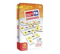 Junior Learning Beginning Sounds Dominoes | Literacy Match and Learn Game | 28 Pieces in a Durable Collectors Tin | 1-4 Players, Ages 4-5, Reception - Year 1