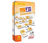 Junior Learning CVC Dominoes | Literacy Match and Learn Game | 28 Pieces in a Durable Collectors Tin | 1-4 Players, Ages 4-6, Reception - Year 1