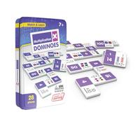 Junior Learning Multiplication Dominoes | Numeracy Match and Learn Game | 28 Pieces in a Durable Collectors Tin | 1-4 Players, Ages 7-9+, Year 3-4