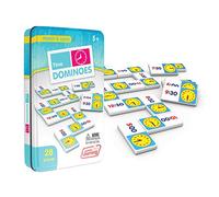 Junior Learning Time Dominoes | Numeracy Match and Learn Game | 28 Pieces in a Durable Collectors Tin | 1-4 Players, Ages 6-8, Year 3-4