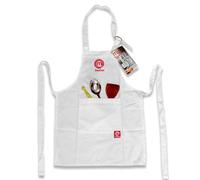 Junior MasterChef Kids Apron with Pocket - White 100% Cotton, Adjustable Neck Strap, Long Ties, Machine Washable