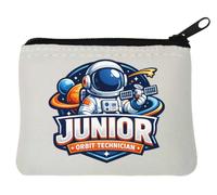 Junior Orbit Technician Space Explorer Badge Neoprene Coin Purse Pouch 10x11cm White