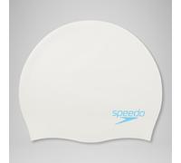 Speedo Swimming Cap - Plain Moulded Silicone - Unisex Kids - One Size - White/Blue