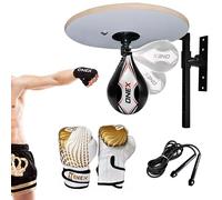 Junior Punching Speed Ball Platform Set, Wall Mounting Frame, Punching Bag Stand for MMA Boxing Training Exercise, Fully Adjustable (Black/White Set)