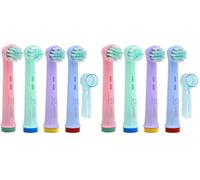 Junior Replacement Toothbrush Heads Compatible with Oral B Kids Electric Toothbrushes, Soft Children Brush Heads in Pastel Colours, 4 Count (Pack of 2)
