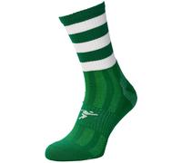 JUNIOR Size 12-2 Hooped Stripe Football Crew Socks GREEN/WHITE Training Ankle