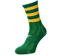 JUNIOR Size 3-6 Hooped Stripe Football Crew Socks GREEN/GOLD Training Ankle