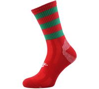 JUNIOR Size 3-6 Hooped Stripe Football Crew Socks RED/GREEN Training Ankle