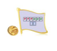 Junior Three Chiefs Mahjong Tiles Golden Metal Flag Lapel Pin Badge