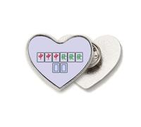 Junior Three Chiefs Mahjong Tiles Heart Metal Pin Brooch Clip Love