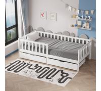 Junior Toddler Bed Wooden Solid Pine Wood Children Kids Junior Bed Frame & Storage White