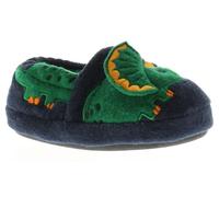 Junior Toddler Boys & Girls Novelty Slippers 3D T-Rex Dinosaur or Football Soccer Design Plush Cozy Non-Slip Indoor House Shoes Navy 11 Child UK