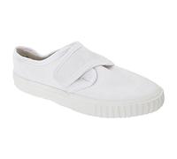 Junior Touch Fastening Plimsol - White - White - size UK Childrens Size 3