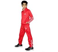 Junior Tracksuit, Boys Track-Suit, Kids Full Zip Jogging Top Bottoms Football Martial Art Exercise Fitness Yoga Running Gym Clothing. (13-14 Years, Red)