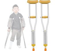 Junior Youth Aluminum Underarm Crutches - Adjustable Height Canes with Underarm Pad, 1 Pair for Children, Push Button Design - Comfortable Support