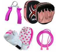 Junior Youth Focus Pads Set Hook & Jabs Coaching Pad Pro Boxing Mitts Sparing Boxing Gloves Punching MMA Training Mitten Target Striking Boys And Girls (Pink)