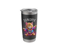 Juniper Dancing Kitty Cat Design for Girls Name Juniper Stainless Steel Insulated Tumbler