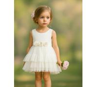 Juniper in Ivory White Party or Flower Girl Dress Lilly + Bo Natural 7-8 Years