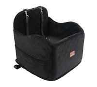 Juniverse Dog Booster Car Seat for Small to Medium Dogs Up to 30 lbs, Memory Foam, Washable Velvet Fabric Cover, Safety Leash, Storage Pockets, 19x19x19 Inches (Black)