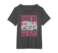 Junji Ito Ongoing Tale Pink Edit T-Shirt, Women's Plus, Dark Heather Grey, 3X