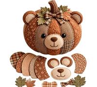 Junjie DIY Animal Pumpkin Sewing Kit, Halloween DIY Pumpkin Patchwork Craft Kit, Woodland Animals Craft Kits, Fabric Sewing Set for Adults, Halloween Table Home Decor, Handmade Gift，Bear