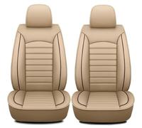 JUNJIKAIDAN 2Pcs Car Seat Covers for Skoda Fabia Octavia Rapid Spaceback Superb Yeti, Front Seat Cover PU Leather Seat Cushion Waterproof Breathable Protector Interior,D/Beige