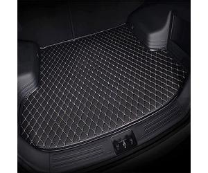 JUNJIKAIDAN Car Leather Boot Liner Mats for BMW i7 electric G70 2022-2025, Wear-Resistant Protector Pad Cargo Tray Protector Liners Carpets Accessories,D/Black~beige