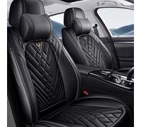 JUNJIKAIDAN Car Seat Covers for Peugeot 5008 SUV 2017-2025 7 Seat, Leather Seat Cover Full Set Breathable Protectors Cushion Front Rear Interior Accessories,B/luxury(With 2 headrests)-B/black