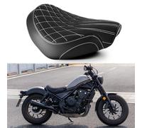 JUNJUMOTO Motorcycle Front Rider Solo Seat Silicone Cushion White Stitching Diamond Pattern Compatible with Rebel 300 CMX300 Rebel 500 CMX500 2017-2025