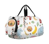 Junk Food Animals Simple Boy's Gym Duffel Bag with Shoes Compartment Lightweight Travel Duffel with Adjustable Strap for School Practice, Sports, Travel