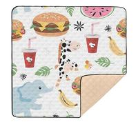 Junk Food Animals Simple Cute Foldable Baby Gym & Activity Mat for Indoor Outdoor 1-Piecing Baby Play Tummy Time Mat for Baby Toddler Infant, 50'' x 50''