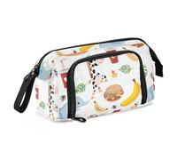 Junk Food Animals Simple Pencil Bag Large Capacity Compartment Pencil Case with Handle Pencil Pen Case Cosmetic for Preppy School Must Haves