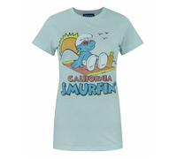 Junk Food Clothing Blue Smurfs Short Sleeved T-Shirt Womens