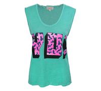 Junk Food Clothing Green Leopard Print Text Vest Womens