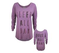 Junk Food Clothing Purple 80S Look Text Print Long Sleeved T-Shirt Womens