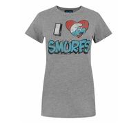 Junk Food Clothing Womens Grey Smurfs Short Sleeved T-Shirt - Small