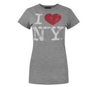 Junk Food Clothing Women's I Love New York Text Print Short Sleeved T-Shirt | Grey | Officially Licensed Merch | Size: Large Junk Food Clothing Grey L